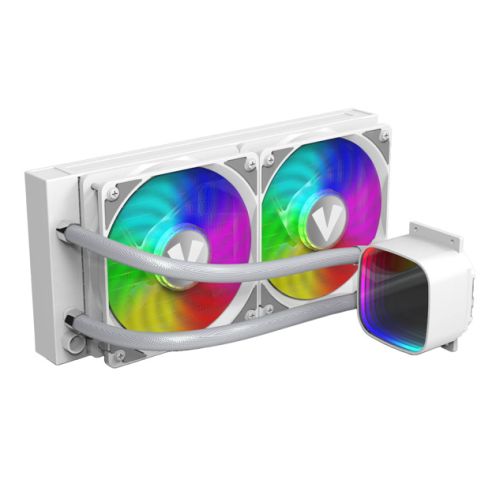 Vida Aquilo 240mm ARGB Liquid CPU Cooler, 2x ARGB PWM Fans, Infinity Mirror RGB Pump Head, White-0