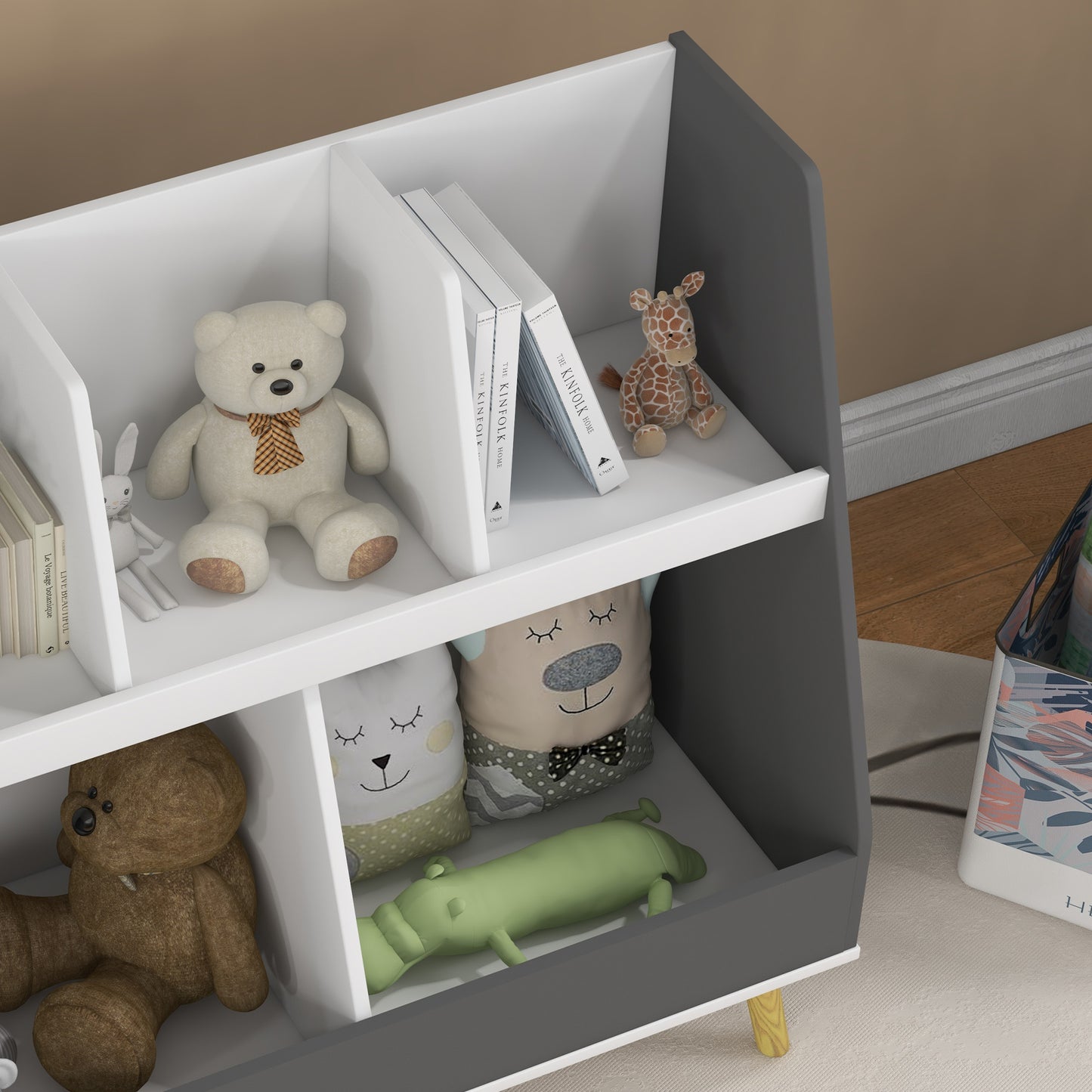 Kids Storage Shelf with 5 Compartments, Grey | HOMCOM-7