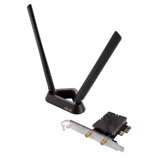 Asus (PCE-BE92BT) BE9400 Wi-Fi 7 Tri-Band PCI Express Adapter, Bluetooth 5.4, WPA3, External Base/Antennas-0