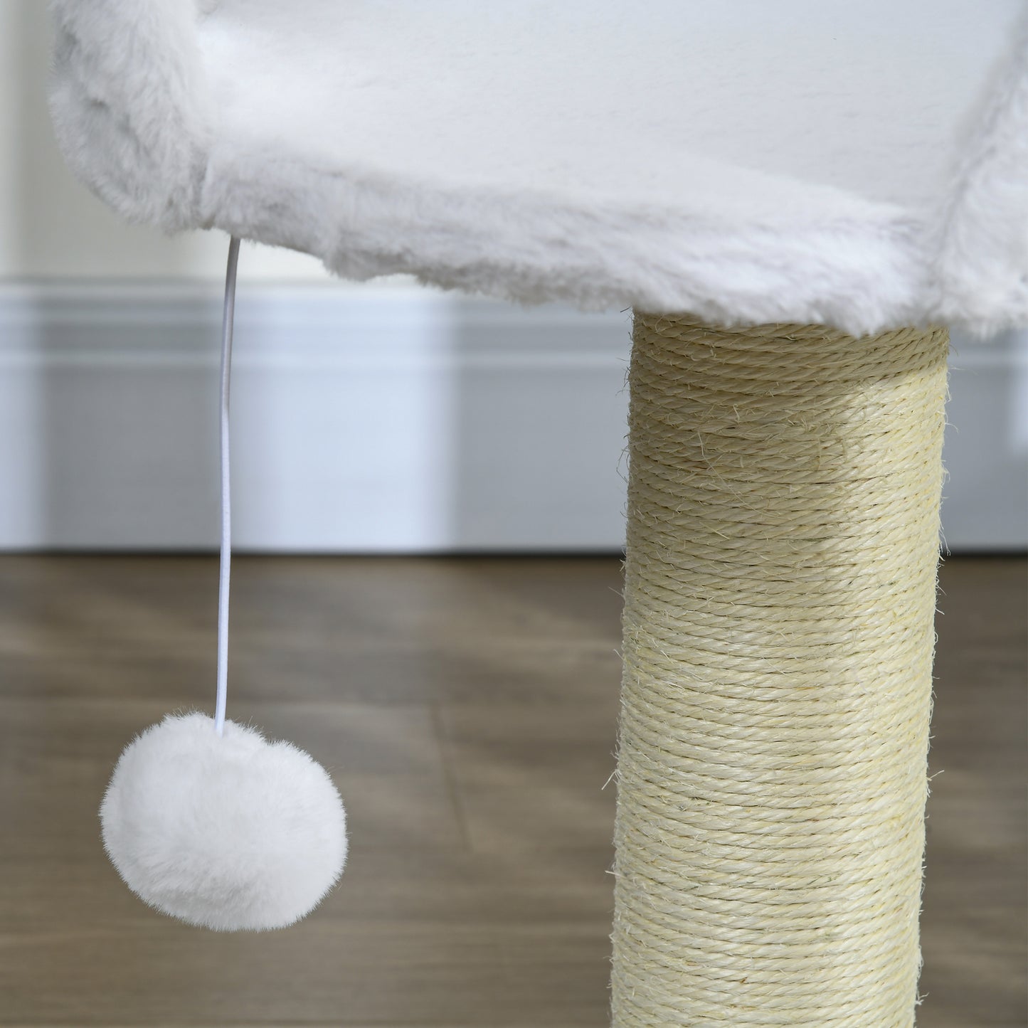 PawHut Cat Tree Tower with Scratching Posts in White-6