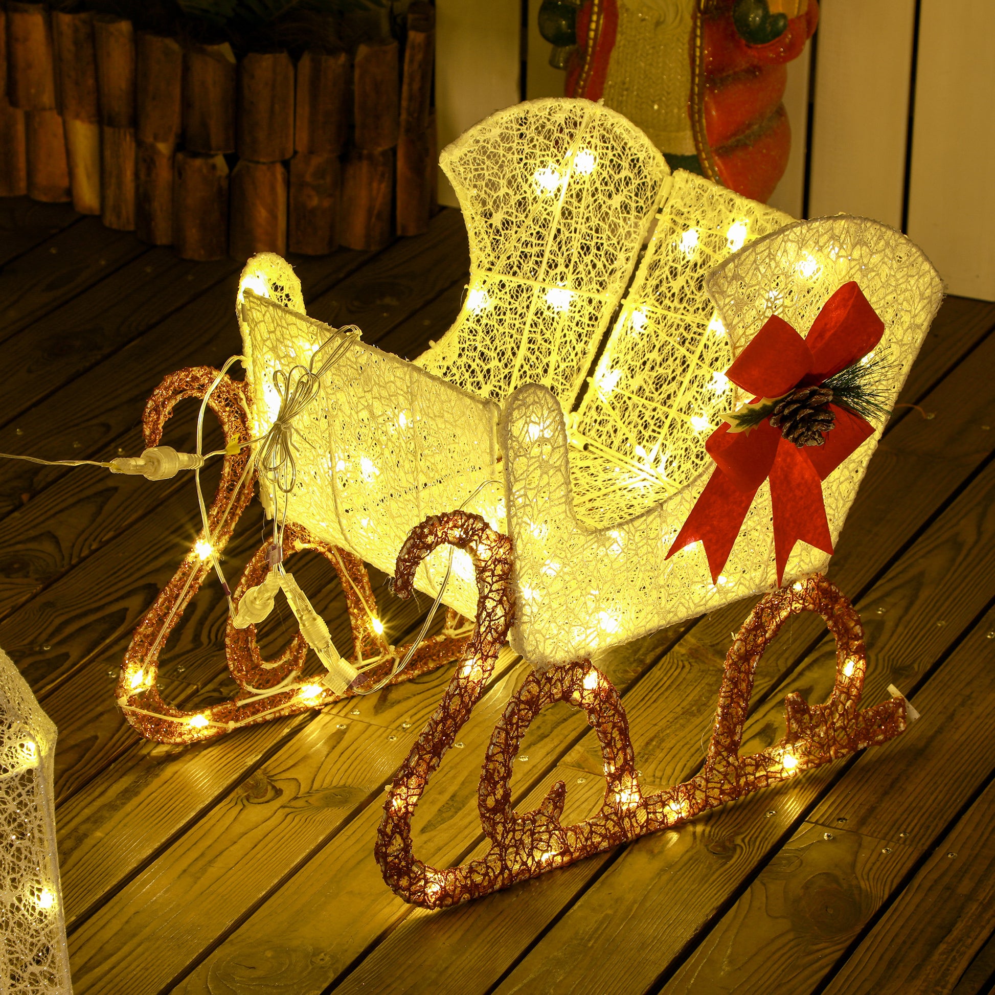 Outsunny 170 LED Light Reindeer and Sleigh Christmas Decoration-5