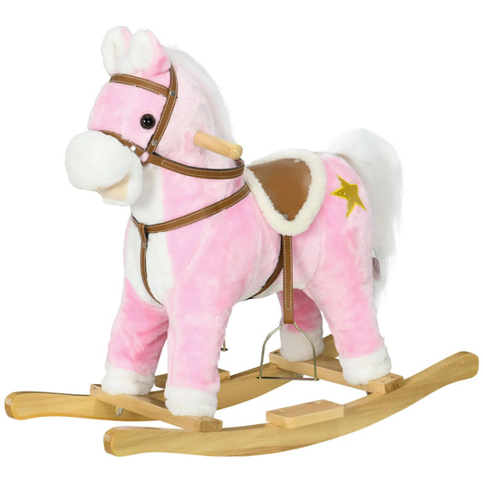 Wooden Rocking Horse with Music, Sound, Saddle for 3-6 Years | HOMCOM-0