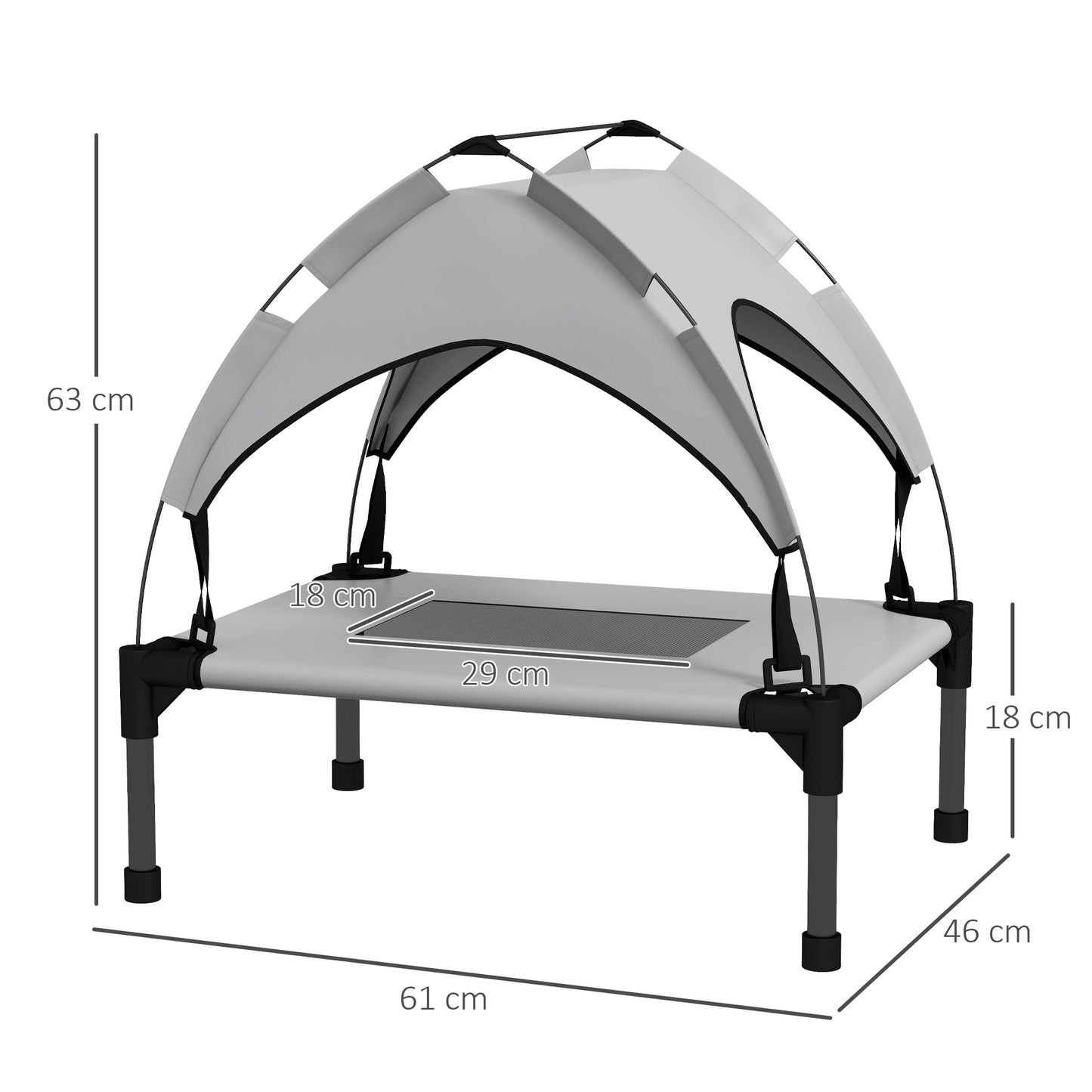 Raised Cooling Pet Bed, Breathable Mesh, Washable, for Mini & Small Dogs, 61 x 46 x 63 cm, Light Grey | PawHut-1