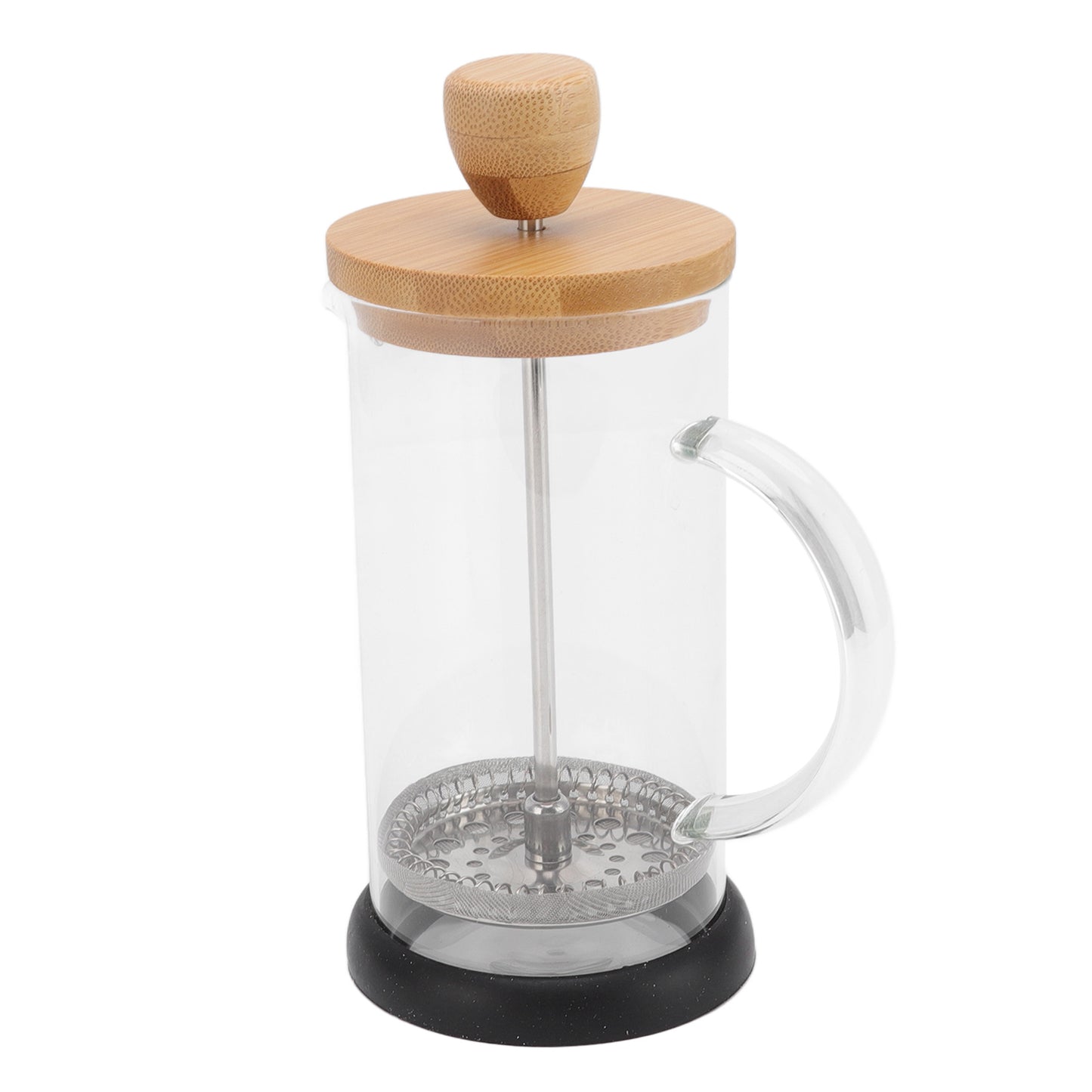 French Press Heat Resistant Hand Brewing Filter High Borosilicate Tea Coffee Brewer Pot for Office 350ml Bamboo Cover