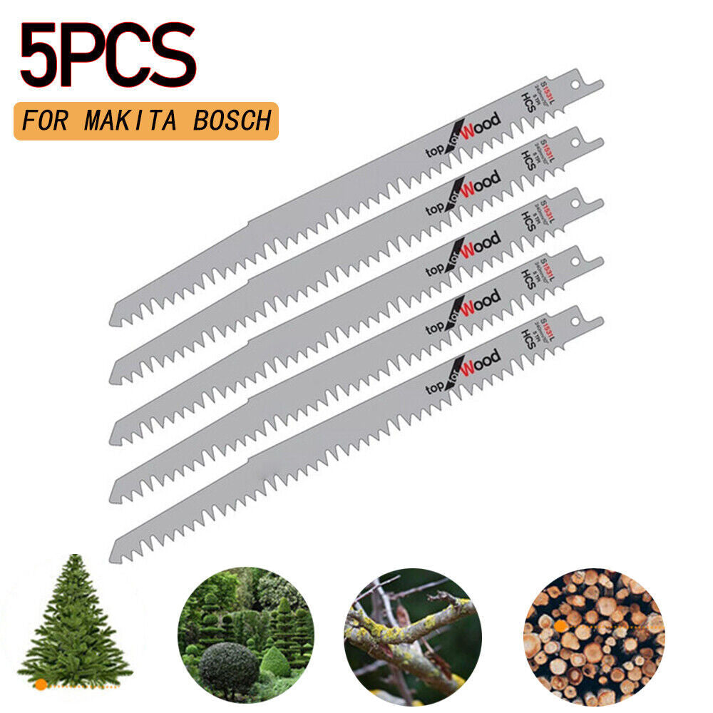 5 Pcs 240mm Sabre Saw Blades For Wood Sharp & Fast Cut S1531L For