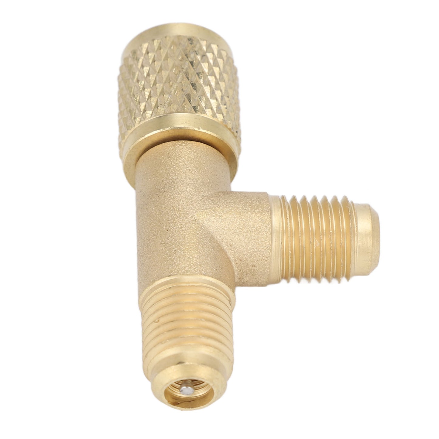 Quick Coupler Tee Adapter with Valve Core Brass 1/4in SAE Sturdy Structure for R22 R12 R134