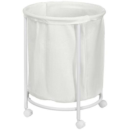 100L Rolling Laundry Basket on Wheels, 50cm Round Laundry Hamper with Removable Bag & Steel Frame for Bedroom, Bathroom, Laundry Room by HOMCOM-0