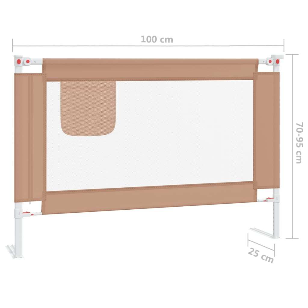 vidaXL Toddler Safety Bed Rail Taupe 100x25 cm Fabric