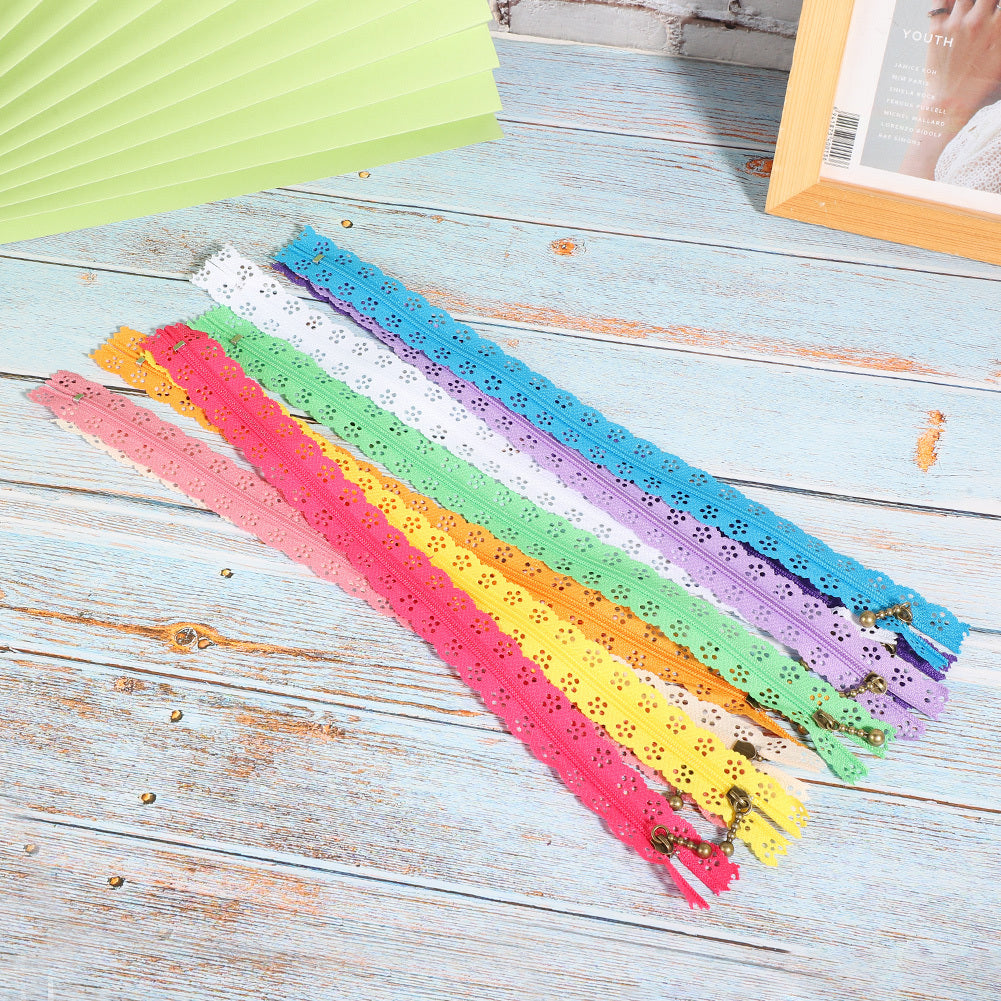 10Pcs Lace Zipper Mixed Style Bud Silk Shape No.3 Nylon Sewing Clothing Accessories 30cm