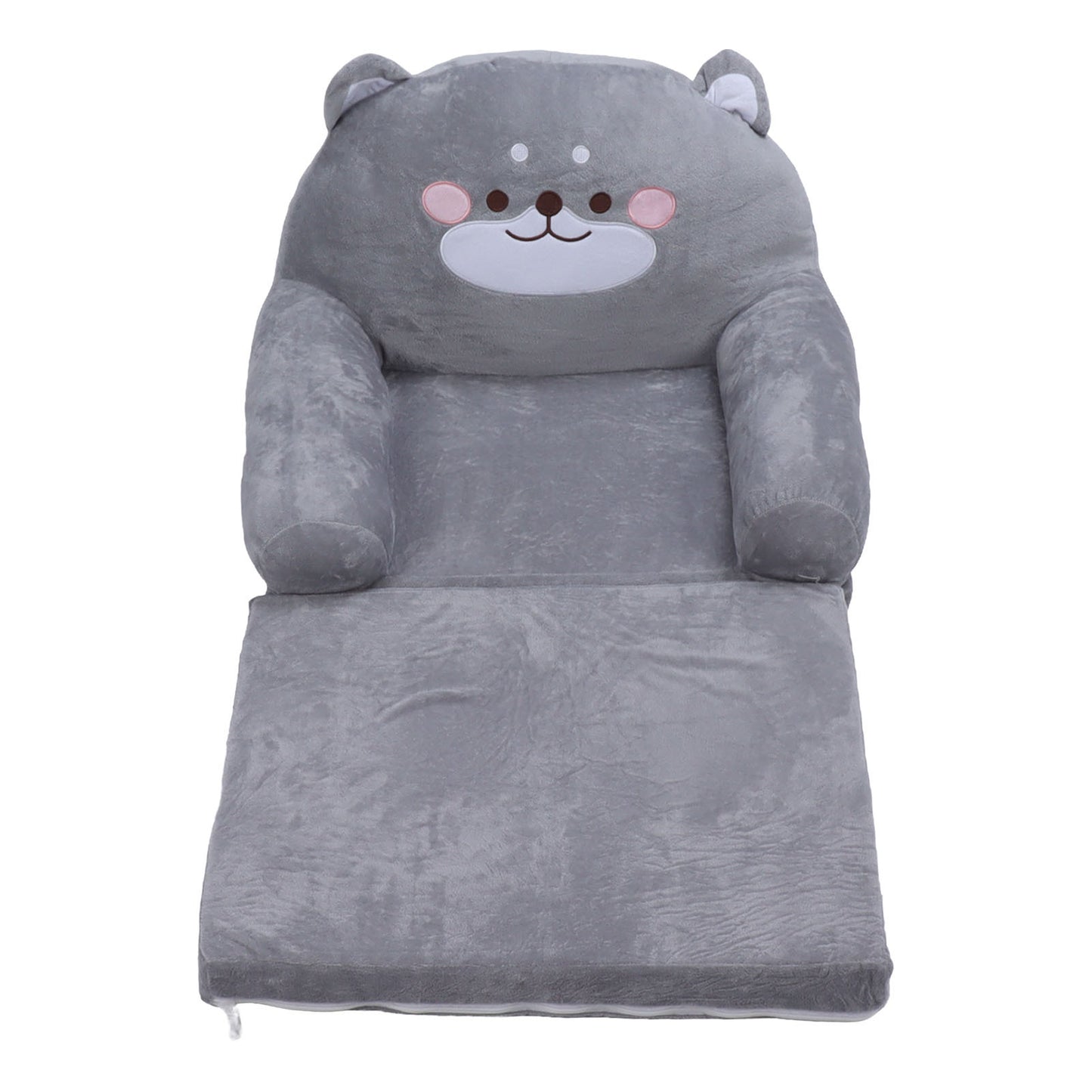 Kids Sofa Cartoon Gray Dog Style Foldable Wide Handle Soft Breathable Toddler Chair for Reading Relaxing Sleeping 2 Layers