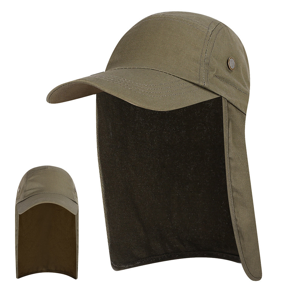 Men UPF 50+ Sun Cap Wide Brim Fishing Sun Cap Hat with Neck Flap