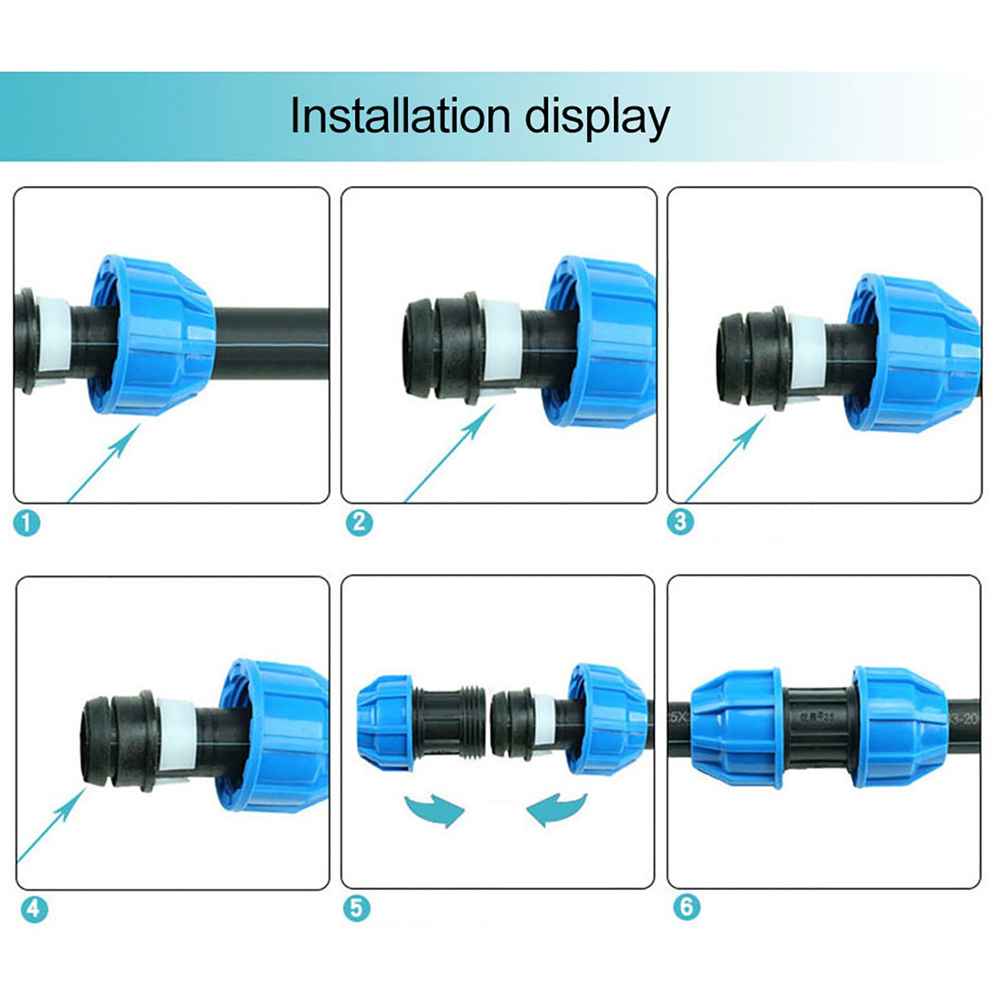 4Pcs PE Plastic 32mm to 32mm Straight Connector Water Pipe Adapter Fitting Accessories