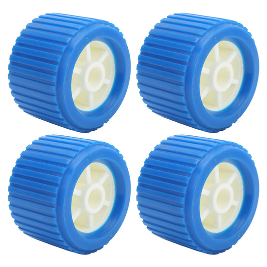 4PCS Marine Ribbed Wobble Roller 108x75x19mm Blue PP High Temp Resistant for Boat Yacht Trailer