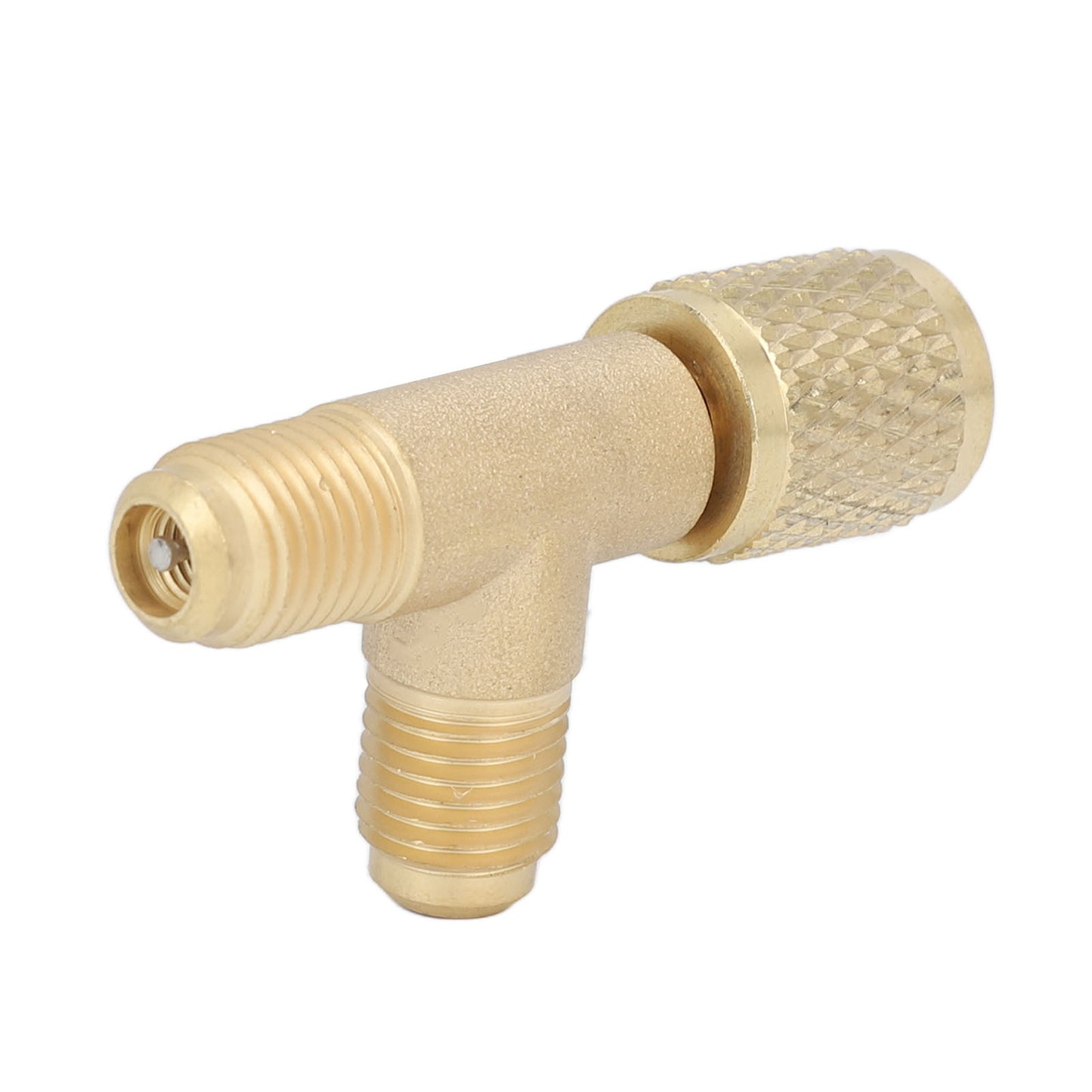 Quick Coupler Tee Adapter with Valve Core Brass 1/4in SAE Sturdy Structure for R22 R12 R134