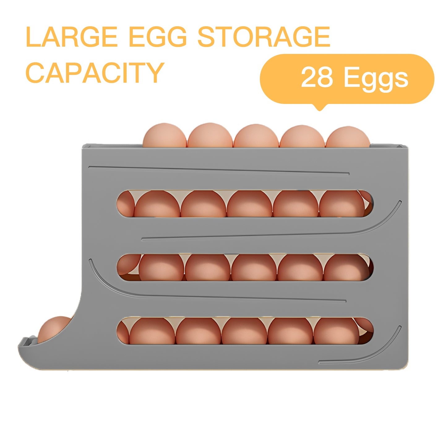 4-Tiers Auto Rolling Egg Dispenser, Space-Saving Egg Holder For Fridge And Countertop, Durable Plastic Kitchen Egg Organizer