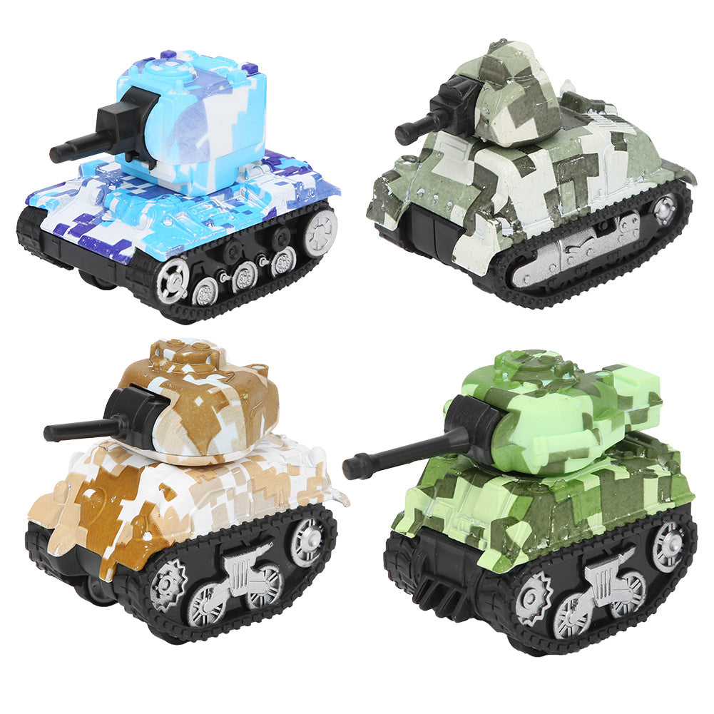 4pcs Alloy Tank Model Pull Back Highly Simulation Tank Model Decoration Toy GiftCamouflage Tank