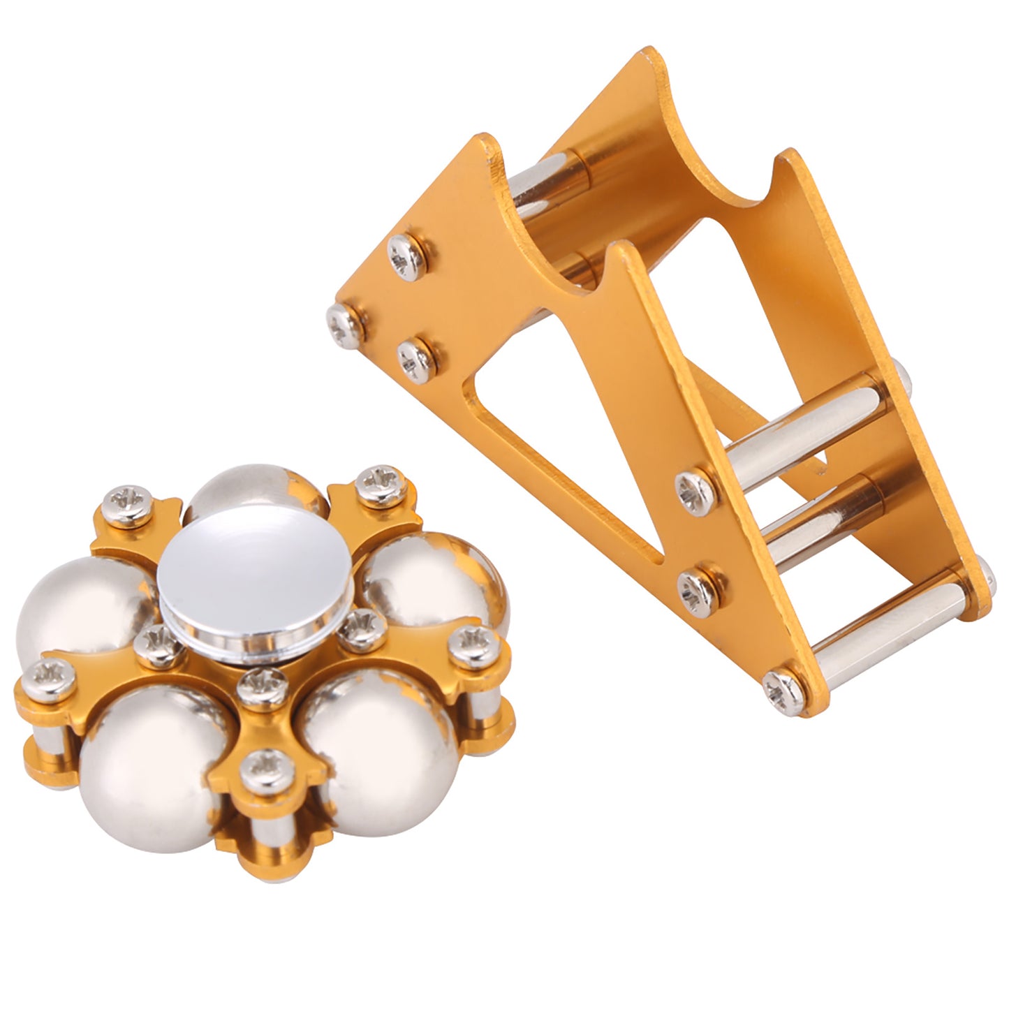 Yellow Aluminum Alloy Wheel Gyro with Tripod Stress Relief Hand Toy for Kids Adult