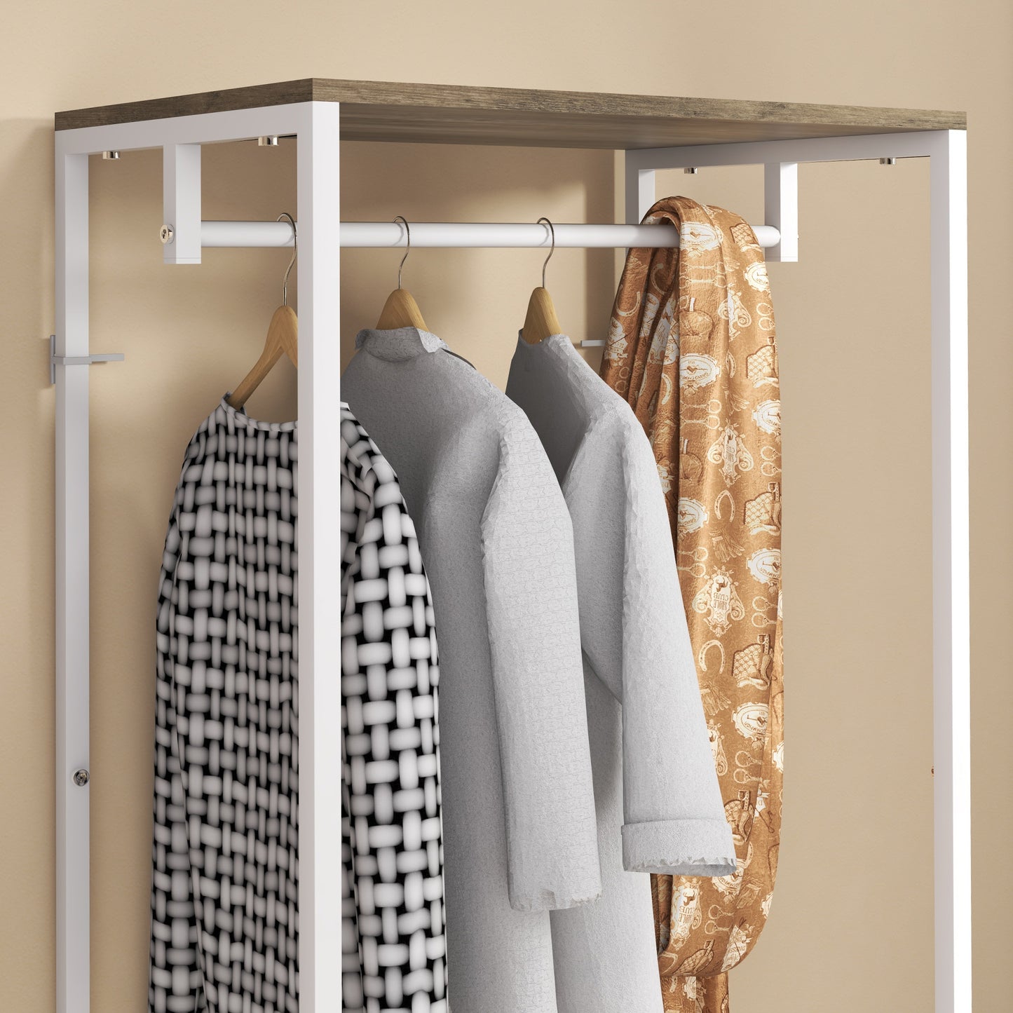 Hallway Coat Rack and Shoe Bench Tree - Grey | HOMCOM-6