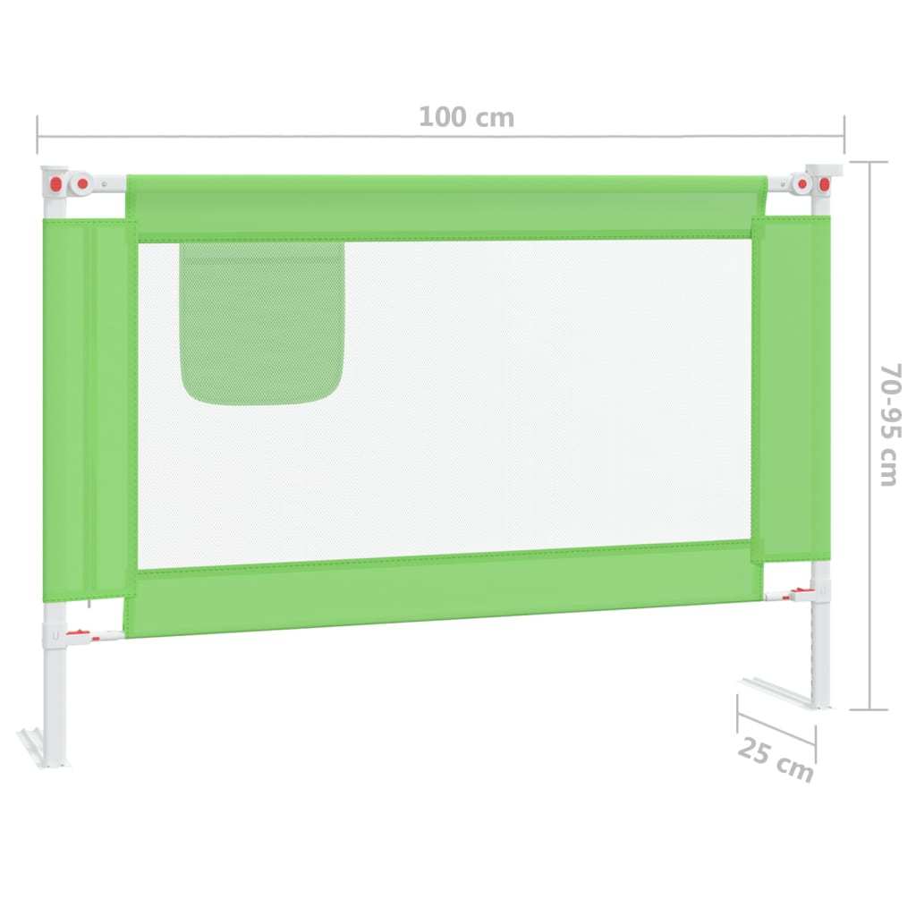 vidaXL Toddler Safety Bed Rail Green 100x25 cm Fabric