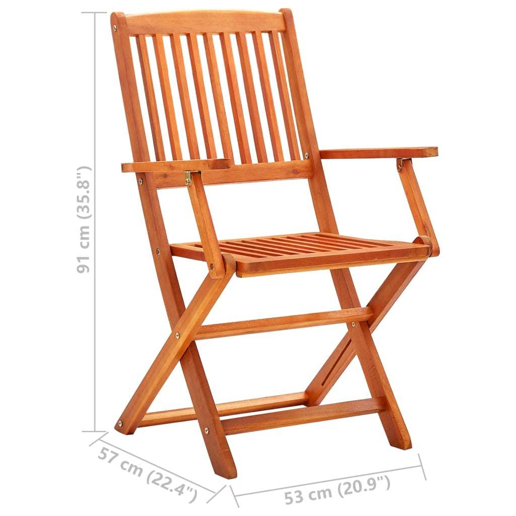 vidaXL Folding Patio Chairs 2 pcs Solid Eucalyptus Wood