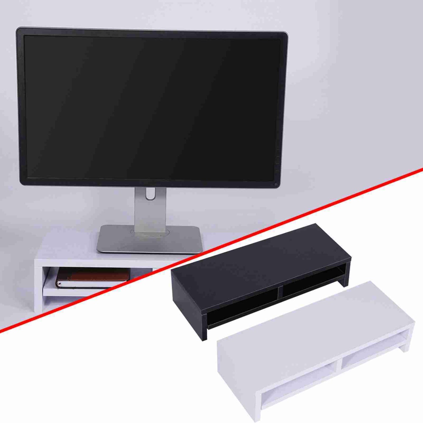 Desktop Monitor Stand LCD TV Laptop Rack Computer Screen Riser Shelf Office Desk Purplish White