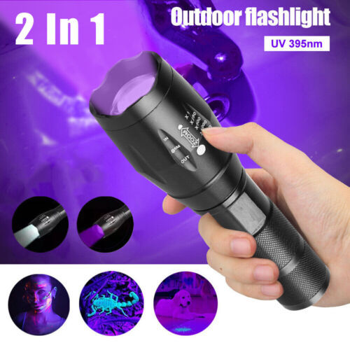 Super Bright Rechargeable LED Flashlight UV Ultra Violet Torch Light