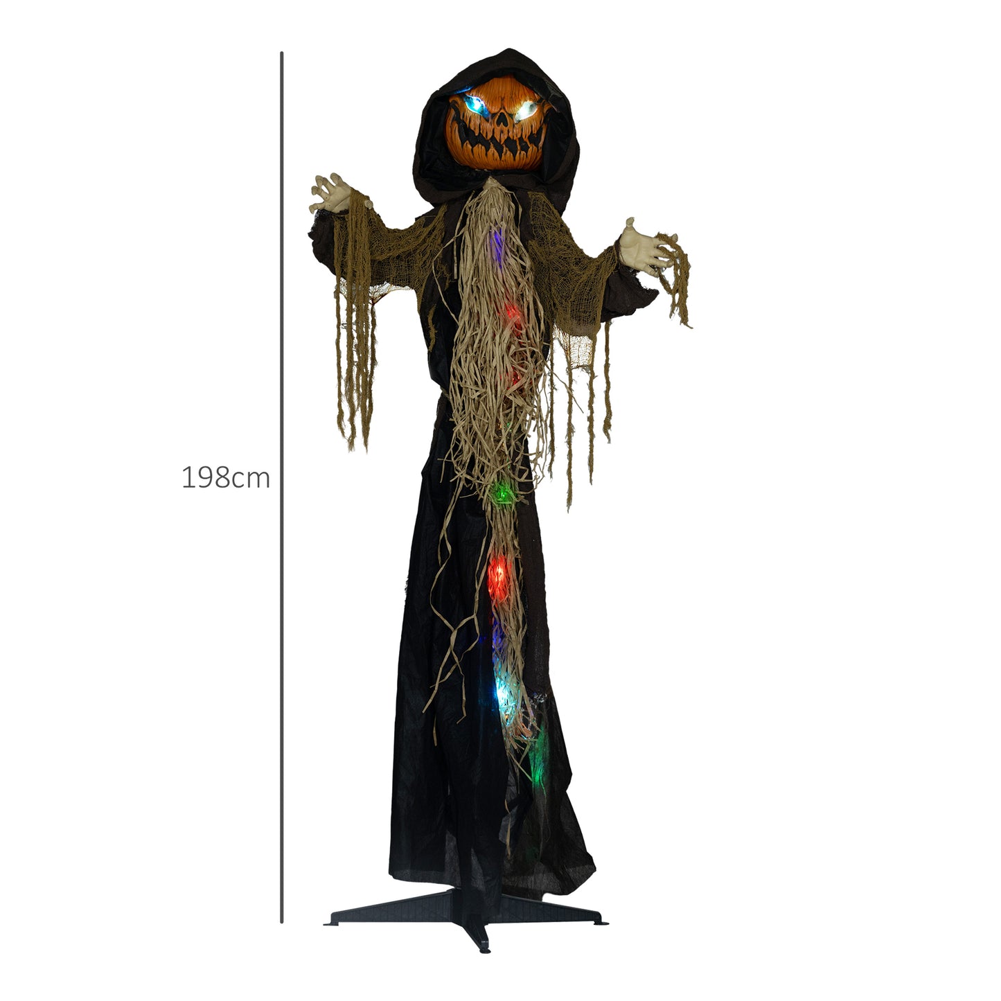 HOMCOM 198cm 78" Straw Pumpkin Halloween Decoration, Halloween Prop with Light Up Eyes, for Haunted House Indoor Outdoor Decor-1