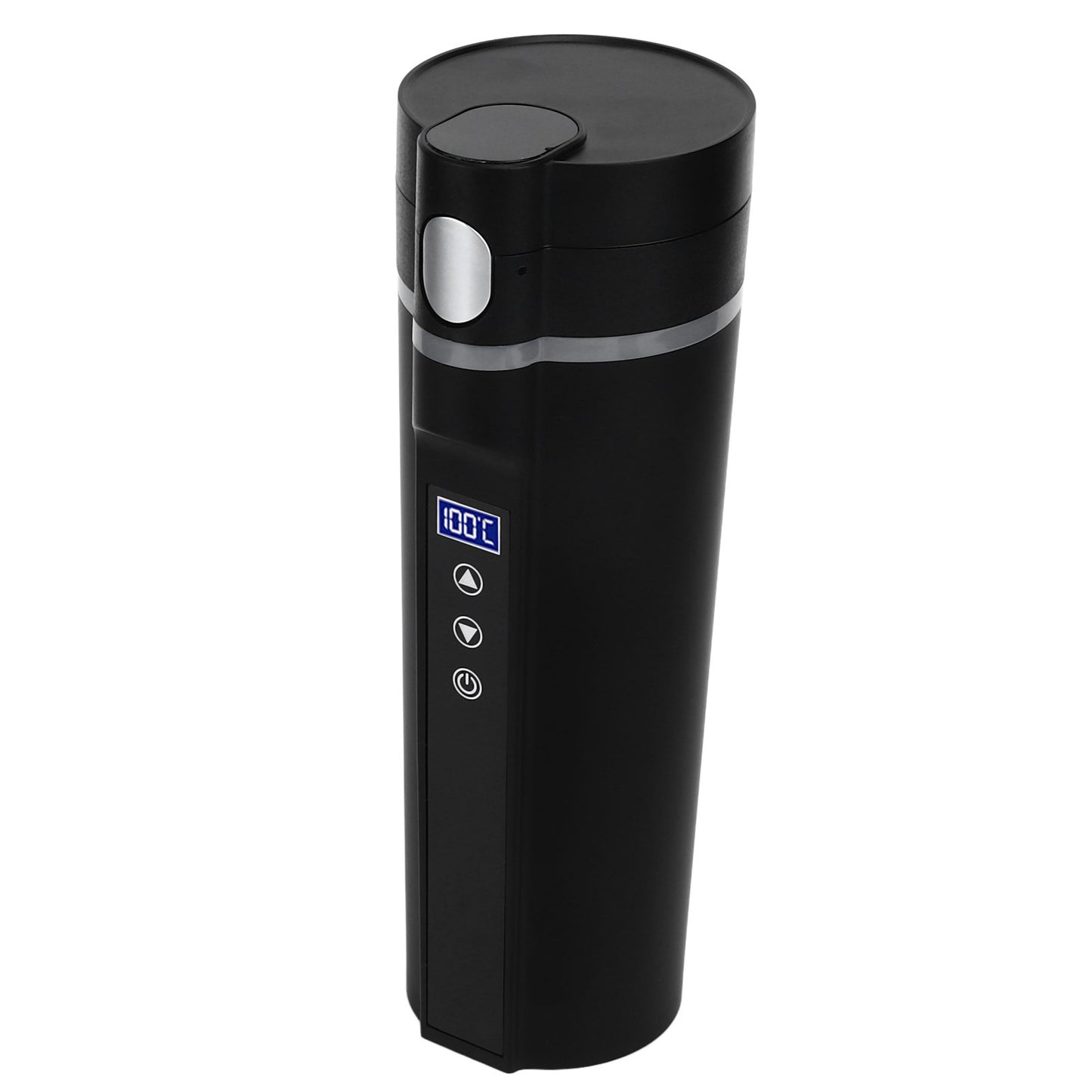 Electric Heated Travel Mug 450ml Smart Temperature Control Low Noise Black Smart Heating Car Cup for Travelling Camping