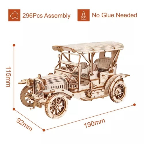 ROKR 3D Wooden Puzzle DIY Model Vintage Car MC801 Building Toys Gifts For Teens