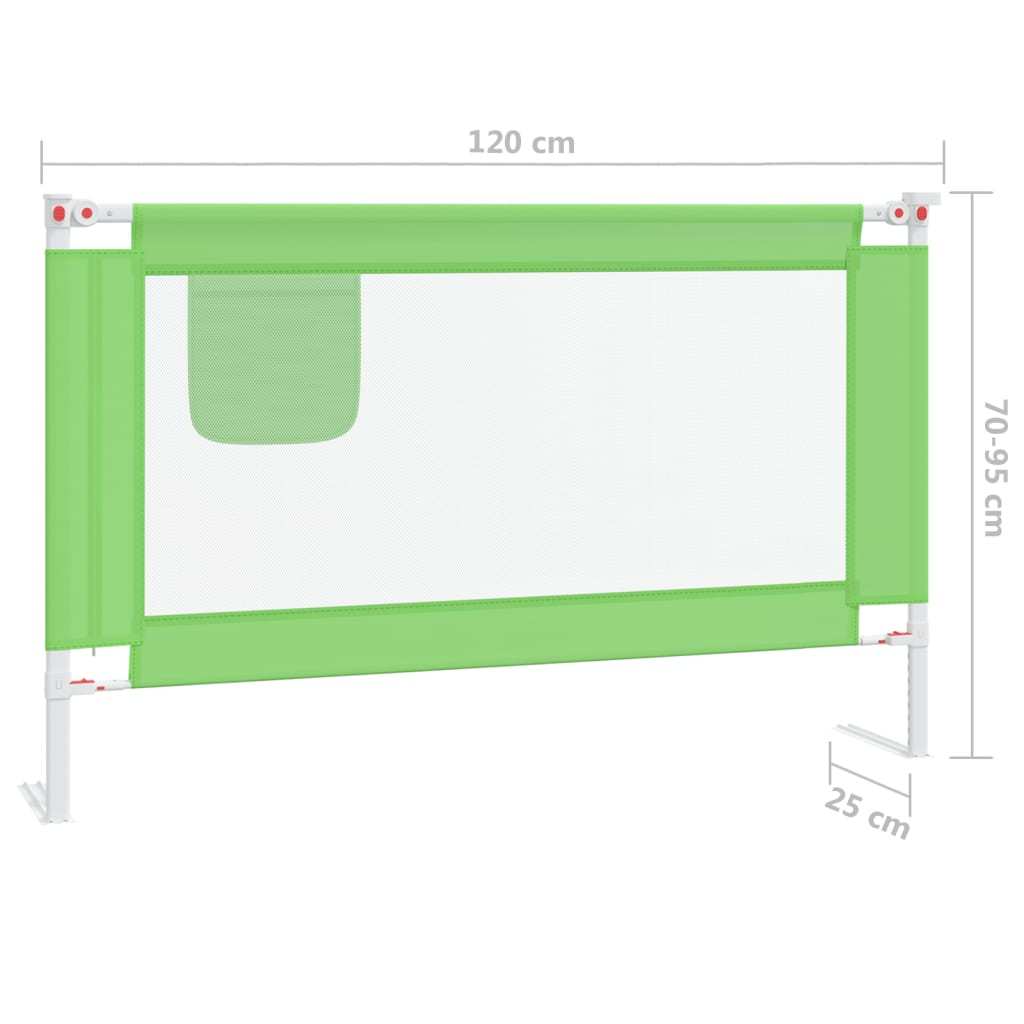 vidaXL Toddler Safety Bed Rail Green 120x25 cm Fabric