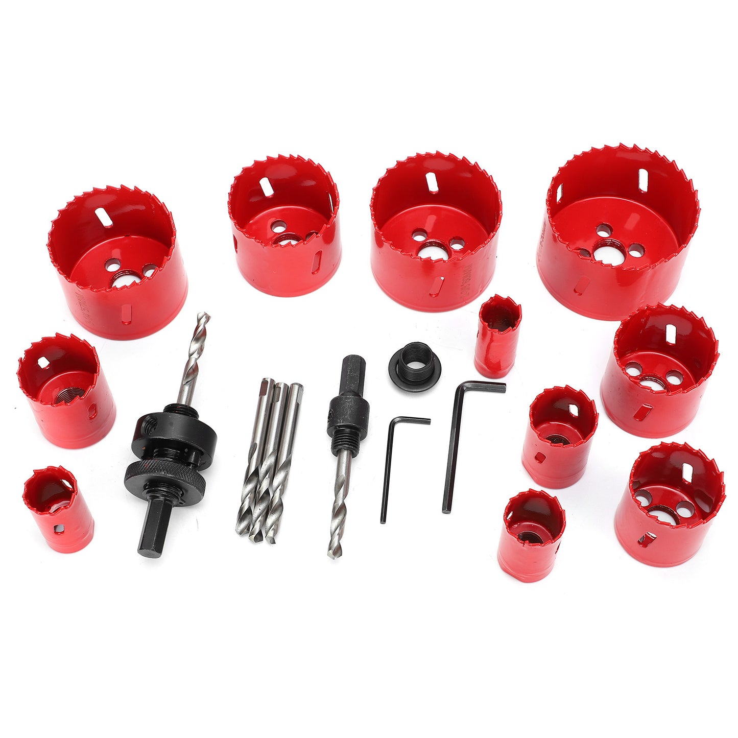 17Pcs BiMetal Hole Saw Set Red High Speed Steel Woodworking Holes Opener Drilling Tools