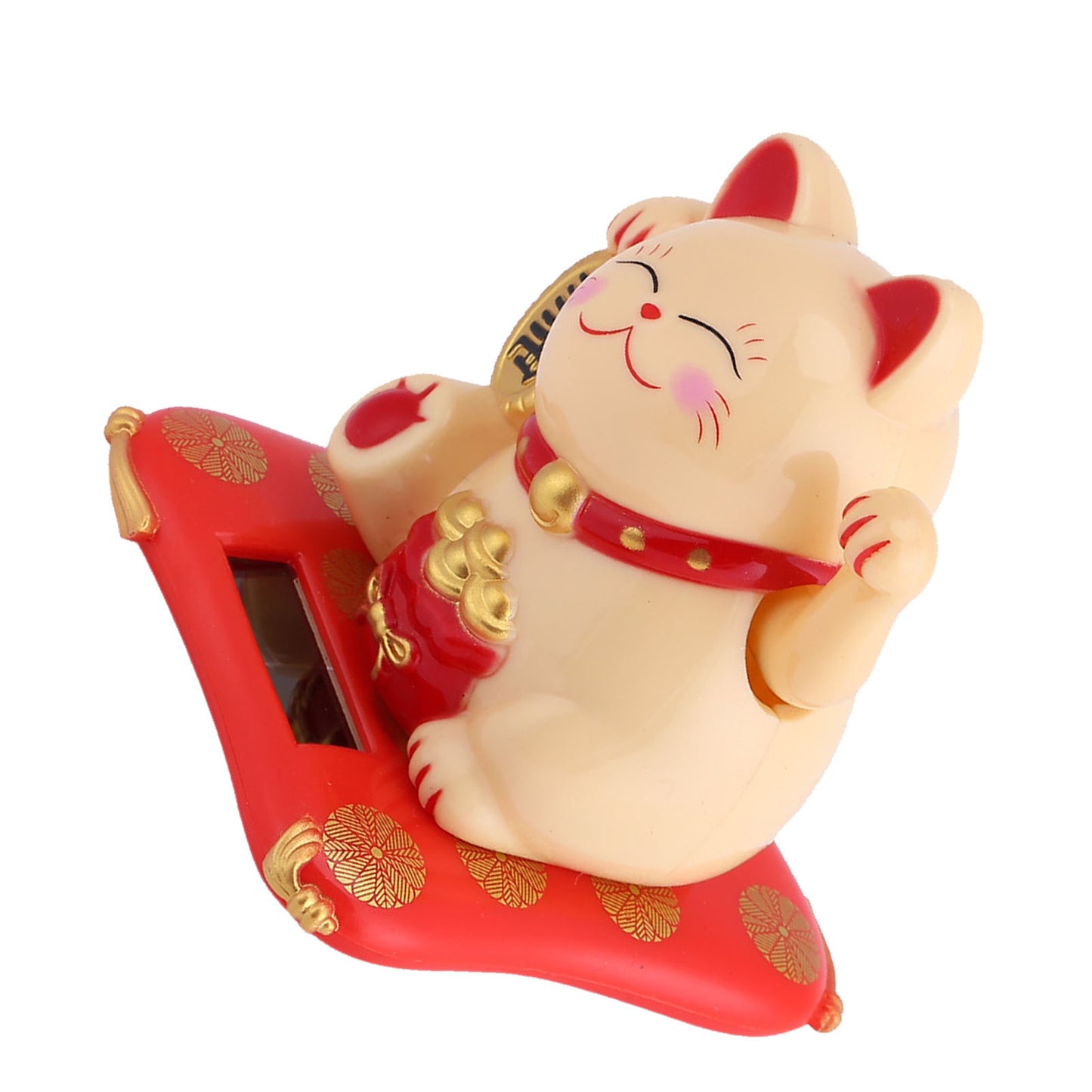 Solar Powered Cute Waving Cat Good Luck Wealth Welcoming Cats Home Display Car Decor(Yellow)