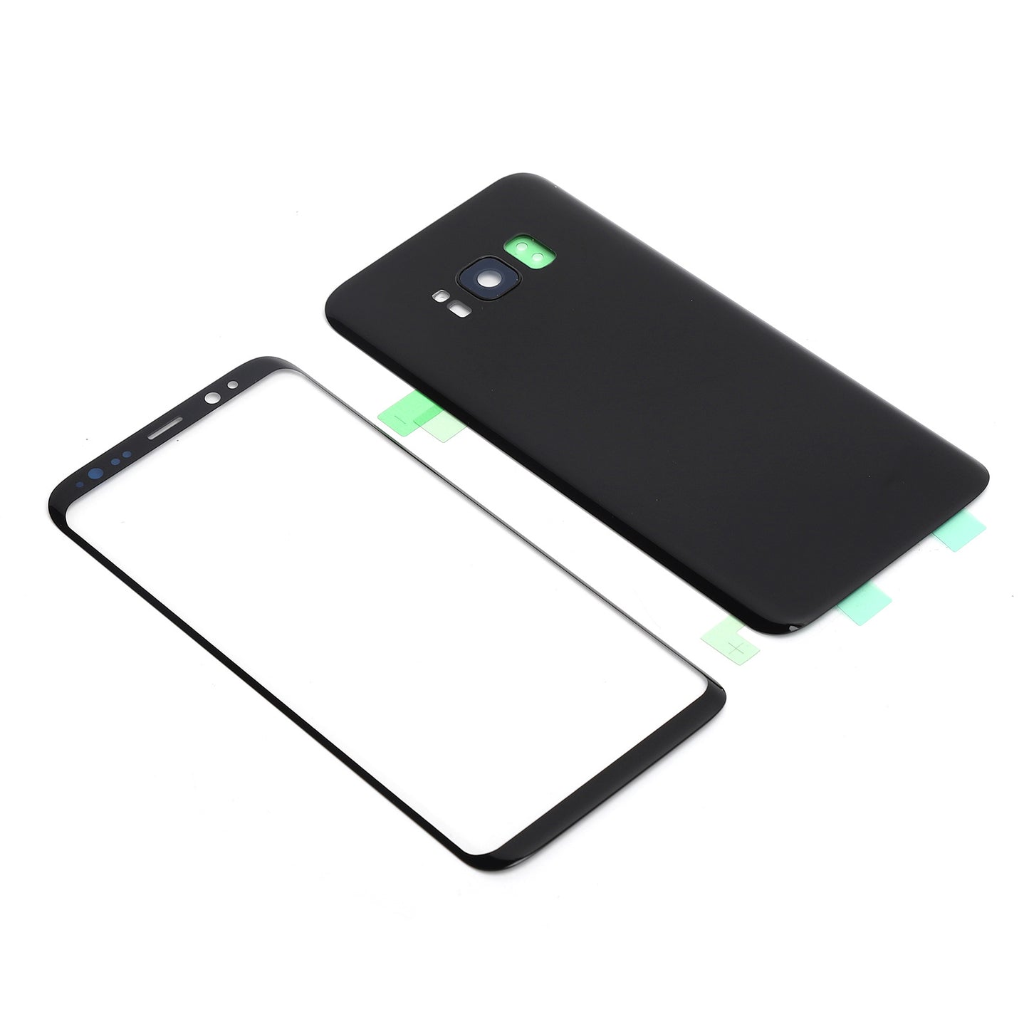 Mobile Phone Rear Back Glass Cover Front Screen Glass Lens Replacement Set for Samsung S8Black