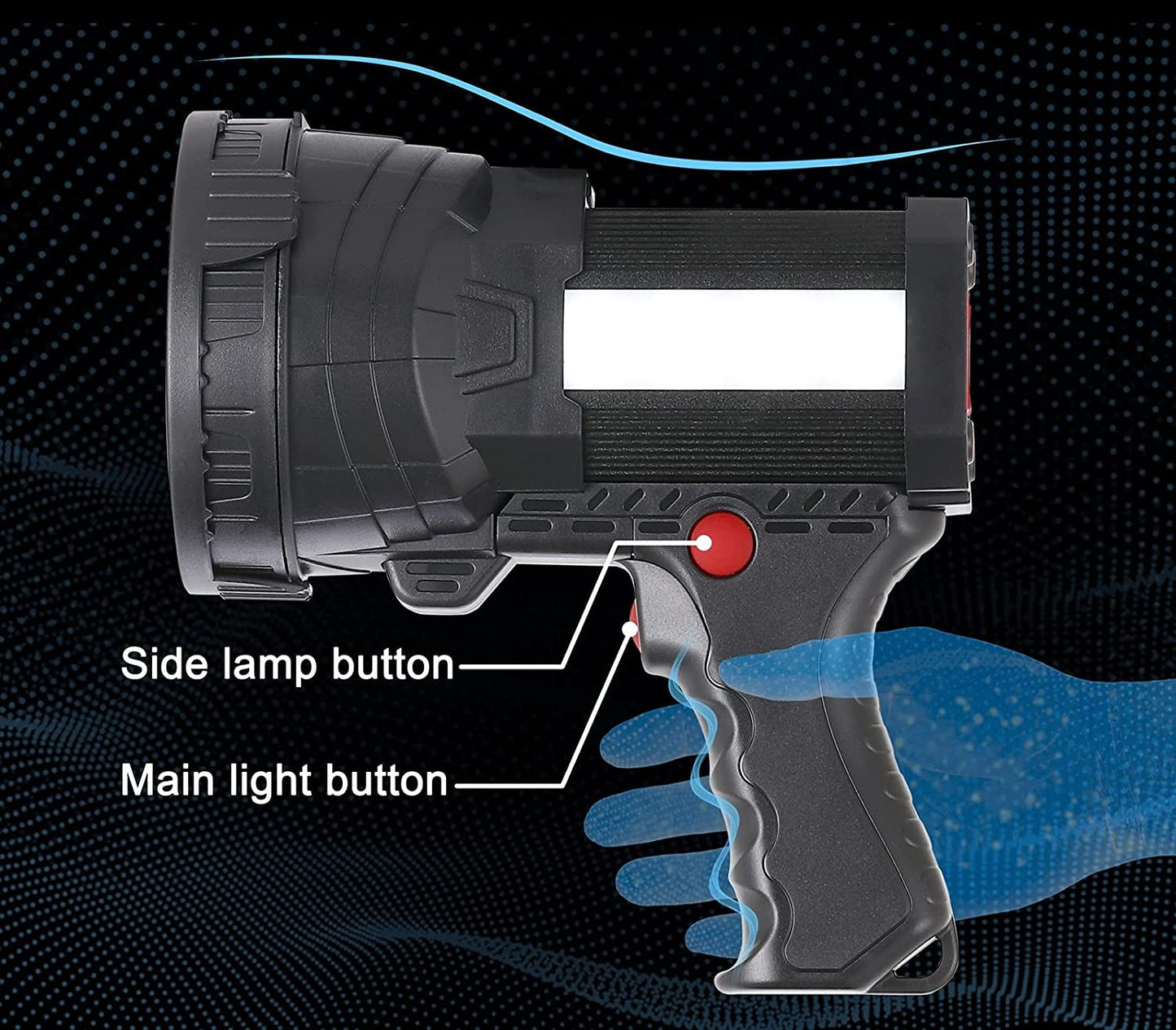 180000 LED Flashlight Rechargeable Spotlight-3