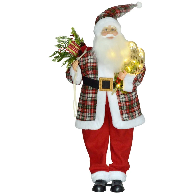 HOMCOM Life Size Animated Santa Claus, 133cm Tall Christmas Decoration with Sound Activated, Light Up Ornament, Laughing Effect and Festive Music-0