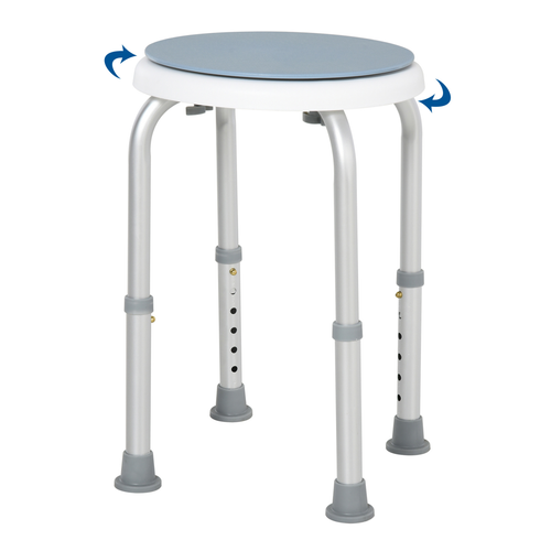 360 Degree Swivel Seat Bath Shower Stool Adjustable Height Aluminium HOMCOM