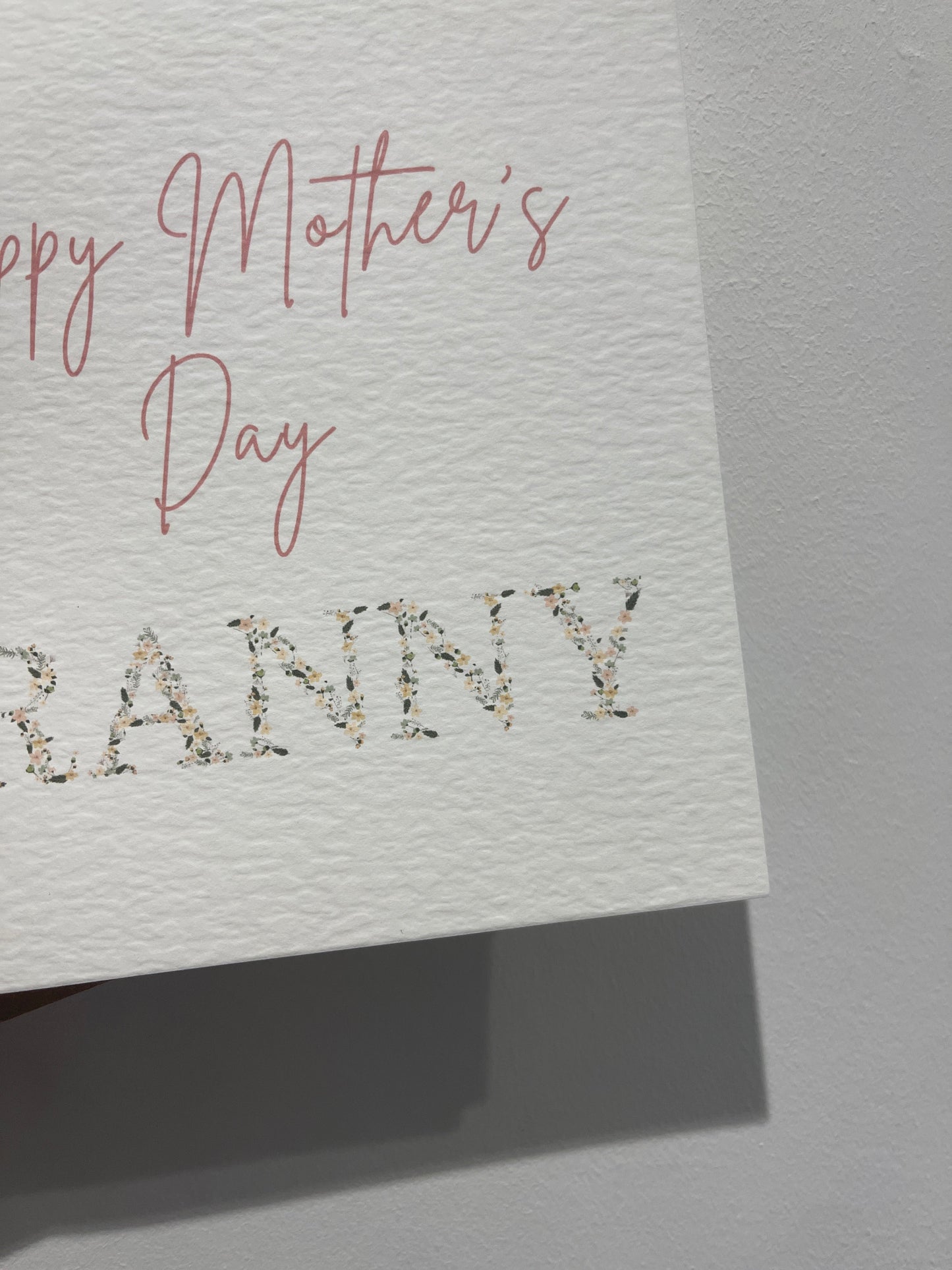 Happy Mothers Day Granny Pink Floral Letters Mothers Day Cute Funny Humorous Hammered Card & Envelope-2