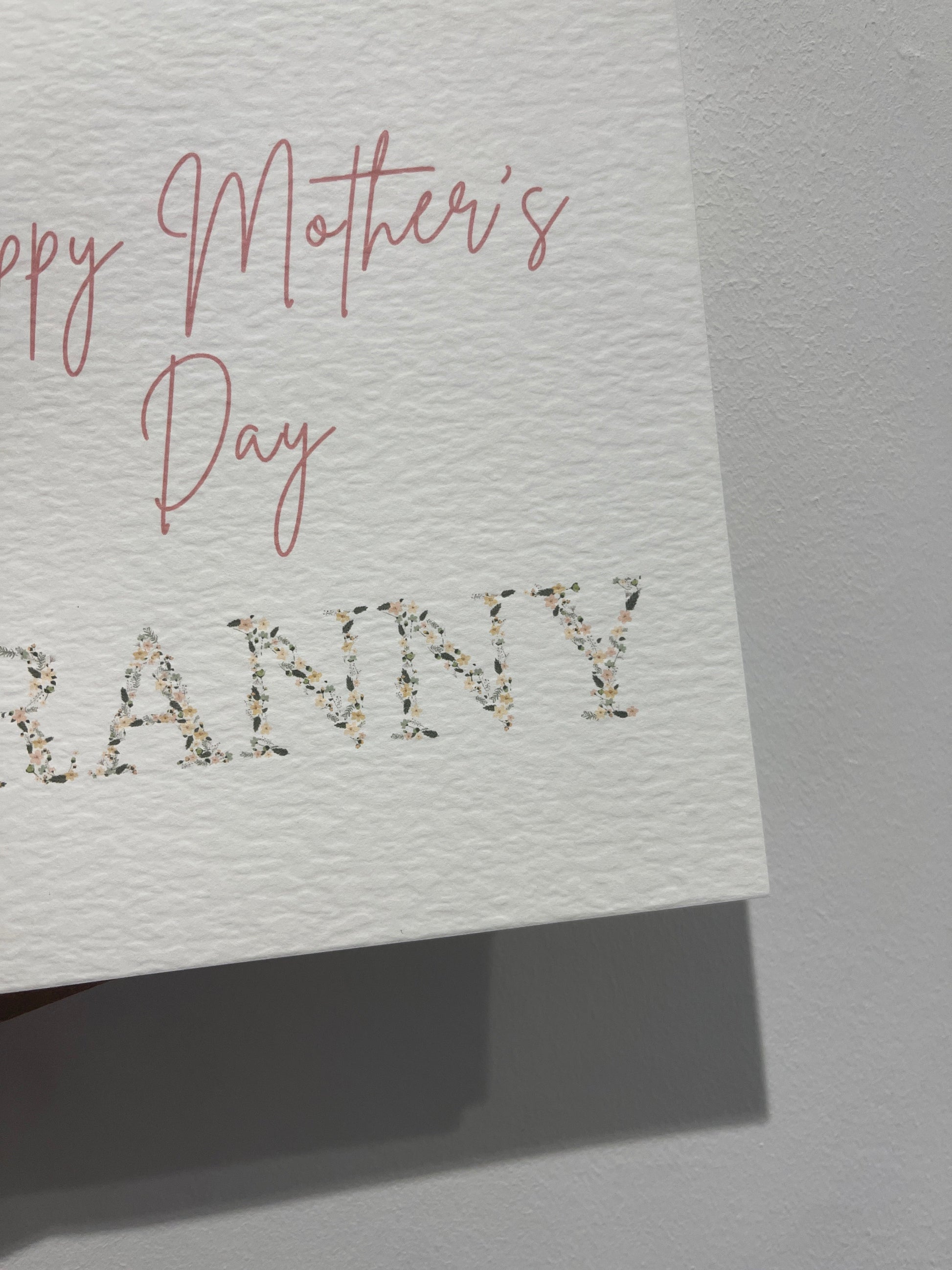 Happy Mothers Day Granny Pink Floral Letters Mothers Day Cute Funny Humorous Hammered Card & Envelope-2