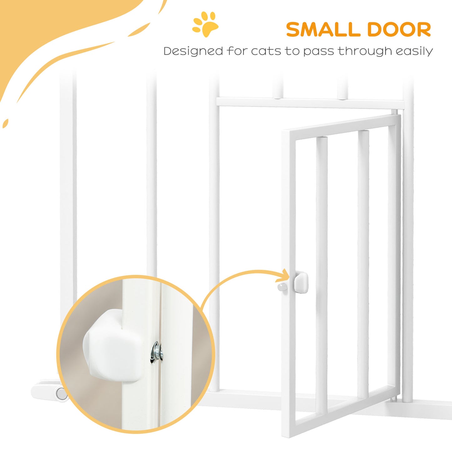 Extra Tall Pet Gate, Indoor Dog Safety Gate, with Cat Flap, Auto Close, 74-101cm Wide - White | PawHut-5