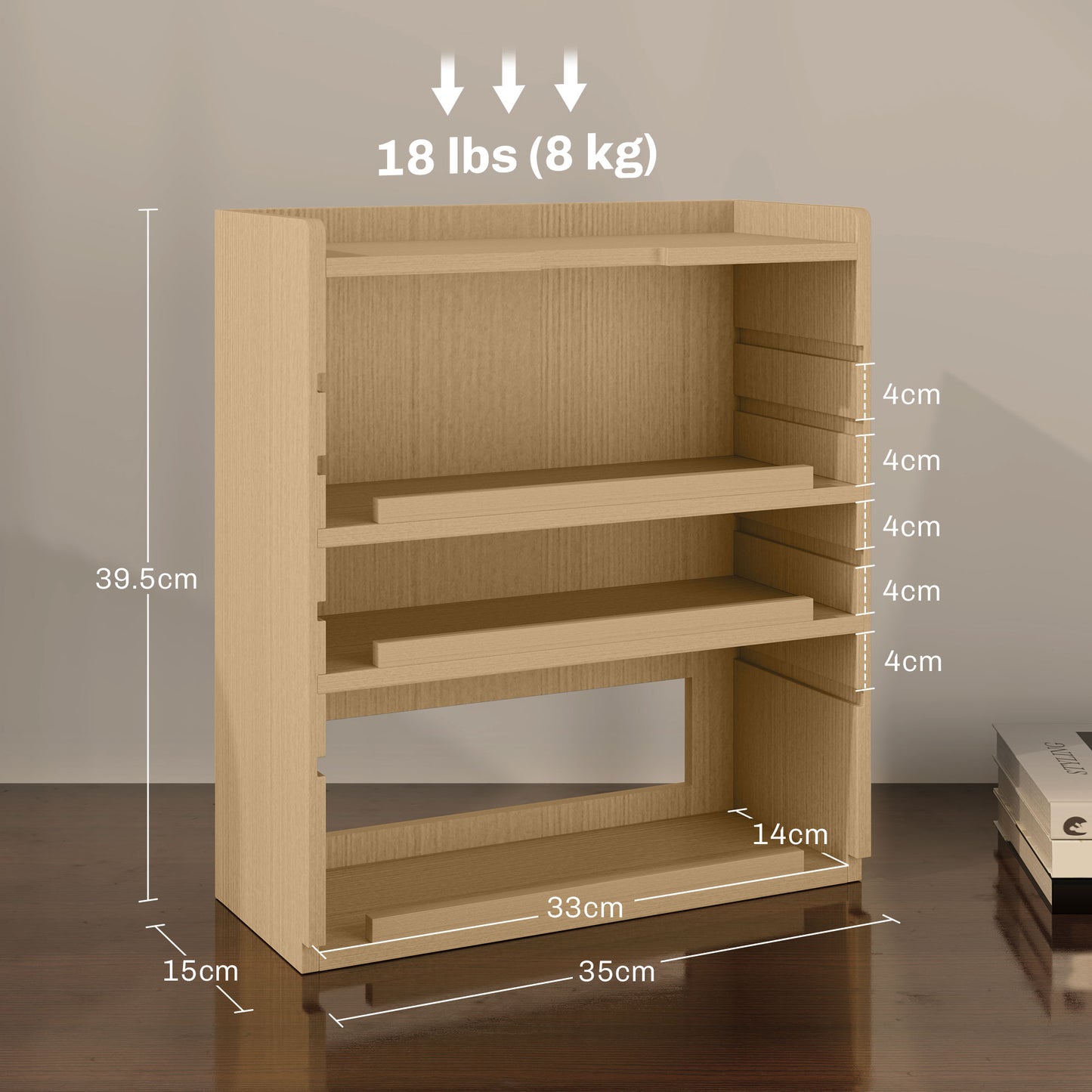 Four-Tier Desktop Organiser - Oak Tone by HOMCOM-1