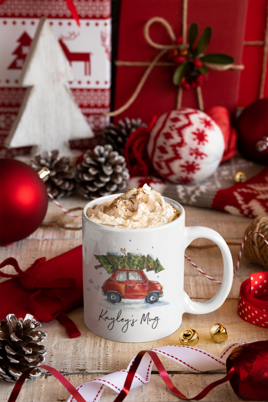 Personalised Wording Christmas Car Ceramic Mug-0