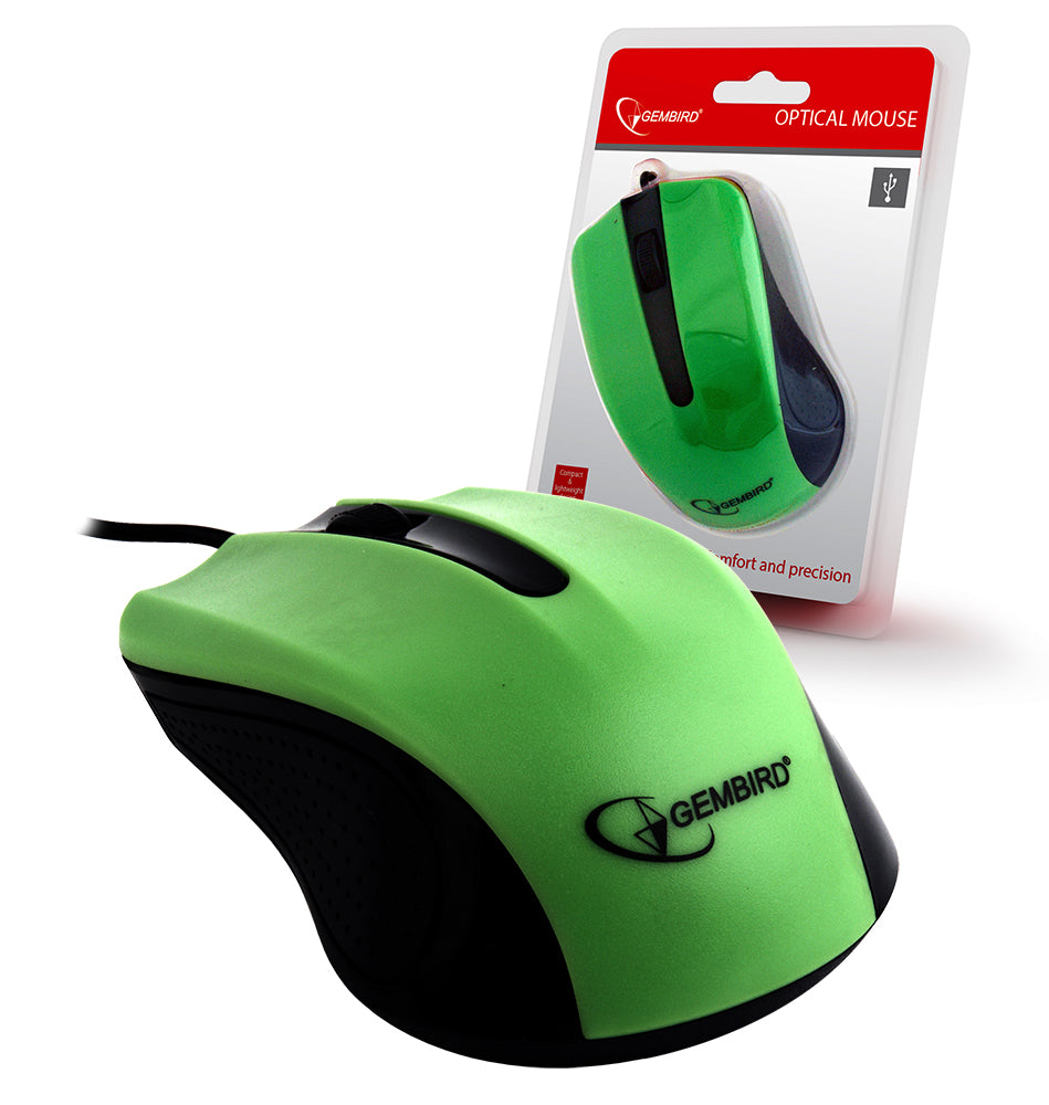 Gembird MUS-101 Compact & Lightweight 1200DPI High Precision Mouse In Green - MSE-OP101/GREEN-0