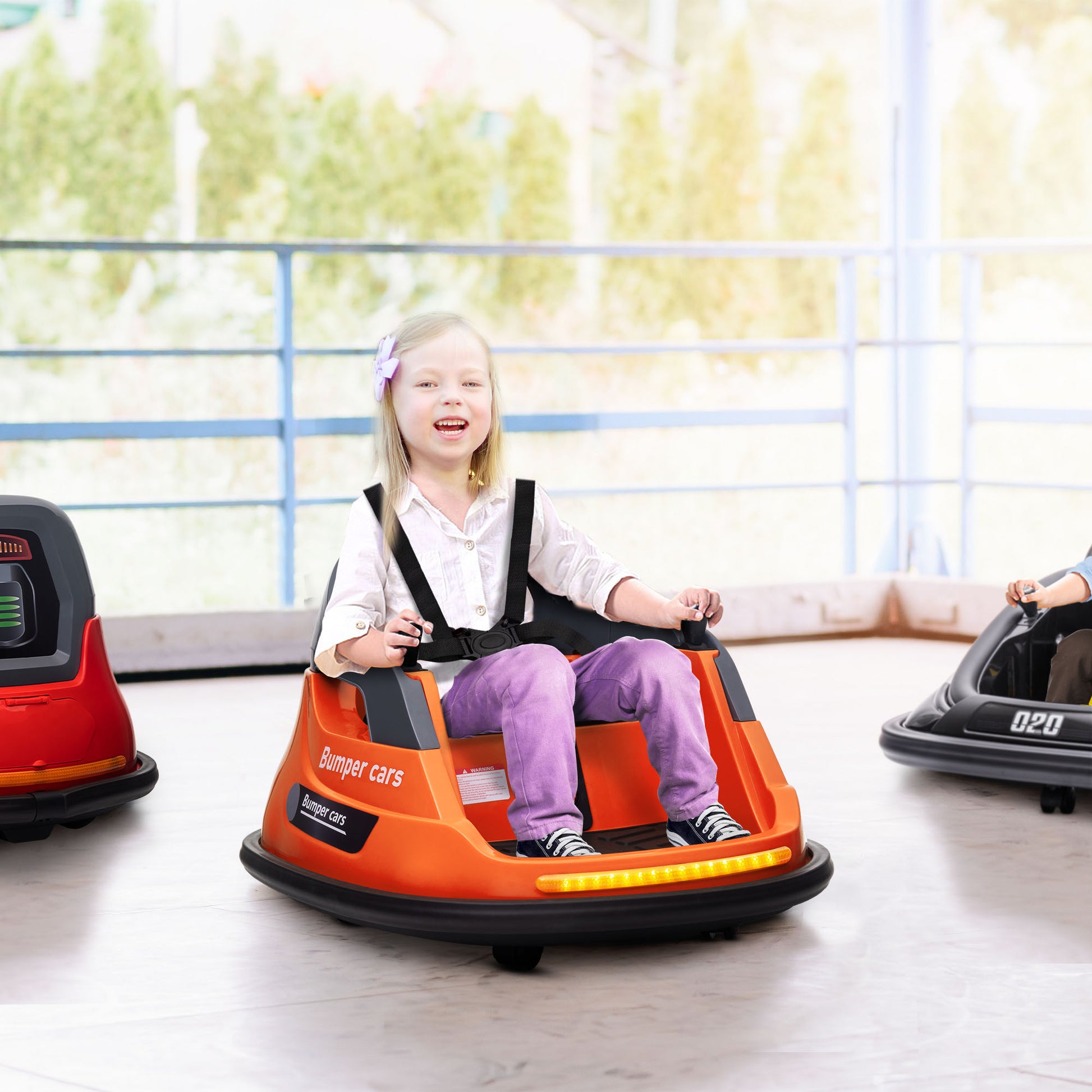 Bumper Car, 360° Rotation Spin 12V Kids Electric Car with Lights, Music, for Ages 1.5-5 Years - Orange | HOMCOM-8