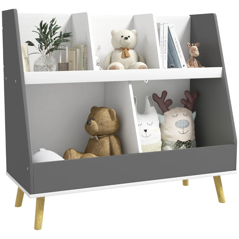 Kids Storage Shelf with 5 Compartments, Grey | HOMCOM-0