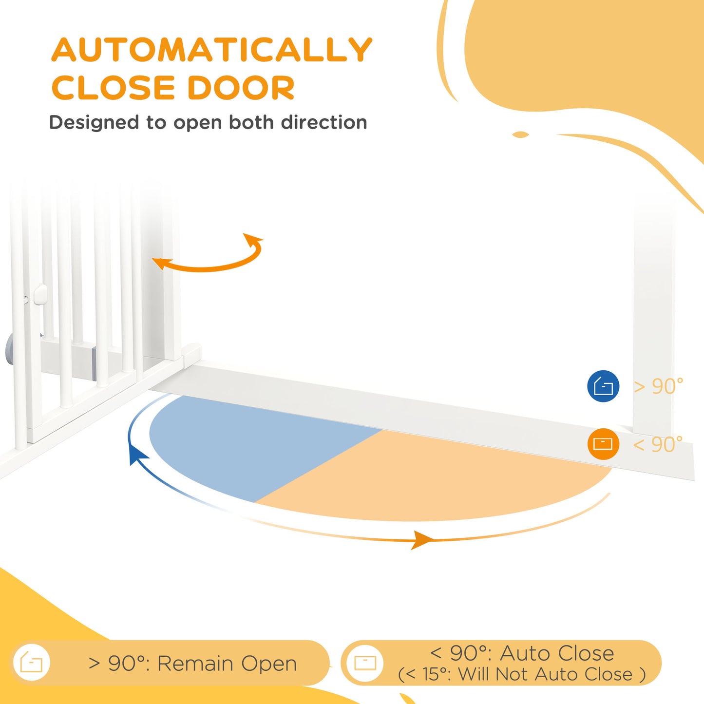 Extra Tall Pet Gate, Indoor Dog Safety Gate, with Cat Flap, Auto Close, 74-101cm Wide - White | PawHut-3