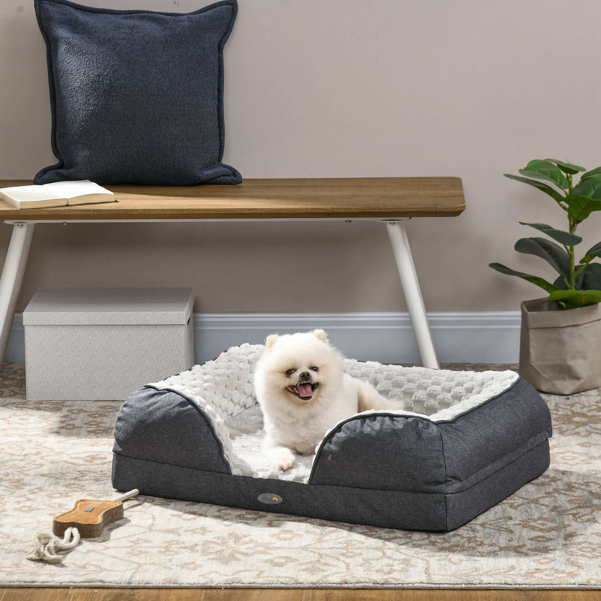 PawHut Calming Dog Bed Pet Mattress with Removable Cover, Anti-Slip Bottom, for Small Dogs, 70L x 50W x 18Hcm in Charcoal Grey-8