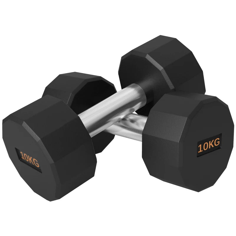 2 x 10kg Dumbbells Weights Set with 12-Sided Shape and Non-Slip Grip for Men Women Home Gym Workout by SPORTNOW-0