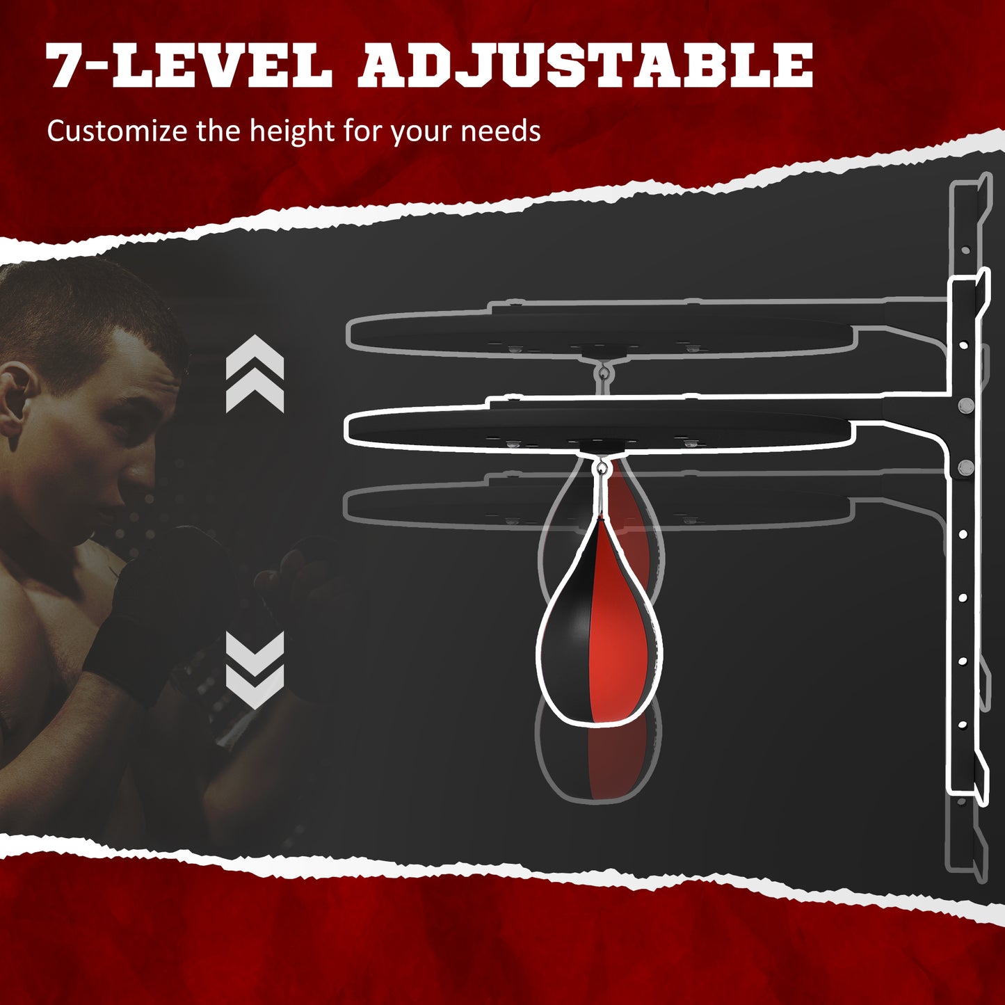 Wall Mounted Speed Bag Platform, Height Adjustable Punching Bag Training Kit | SPORTNOW-2