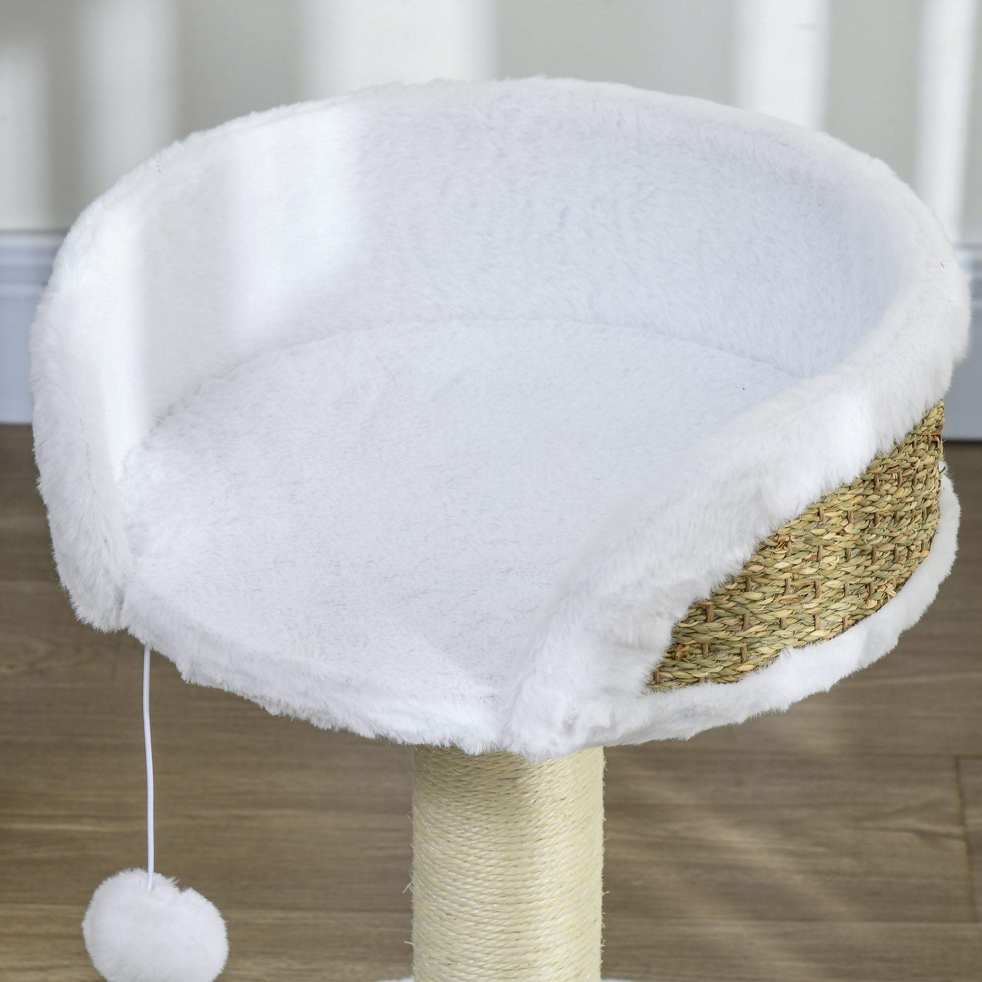 PawHut Cat Tree Tower with Scratching Posts in White-5