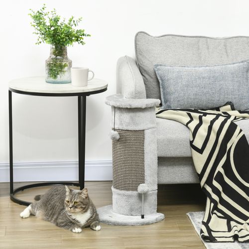 58cm Corner Cat Scratching Post for Wall w/ Covered Plush, Sisal Rope, Toy Balls